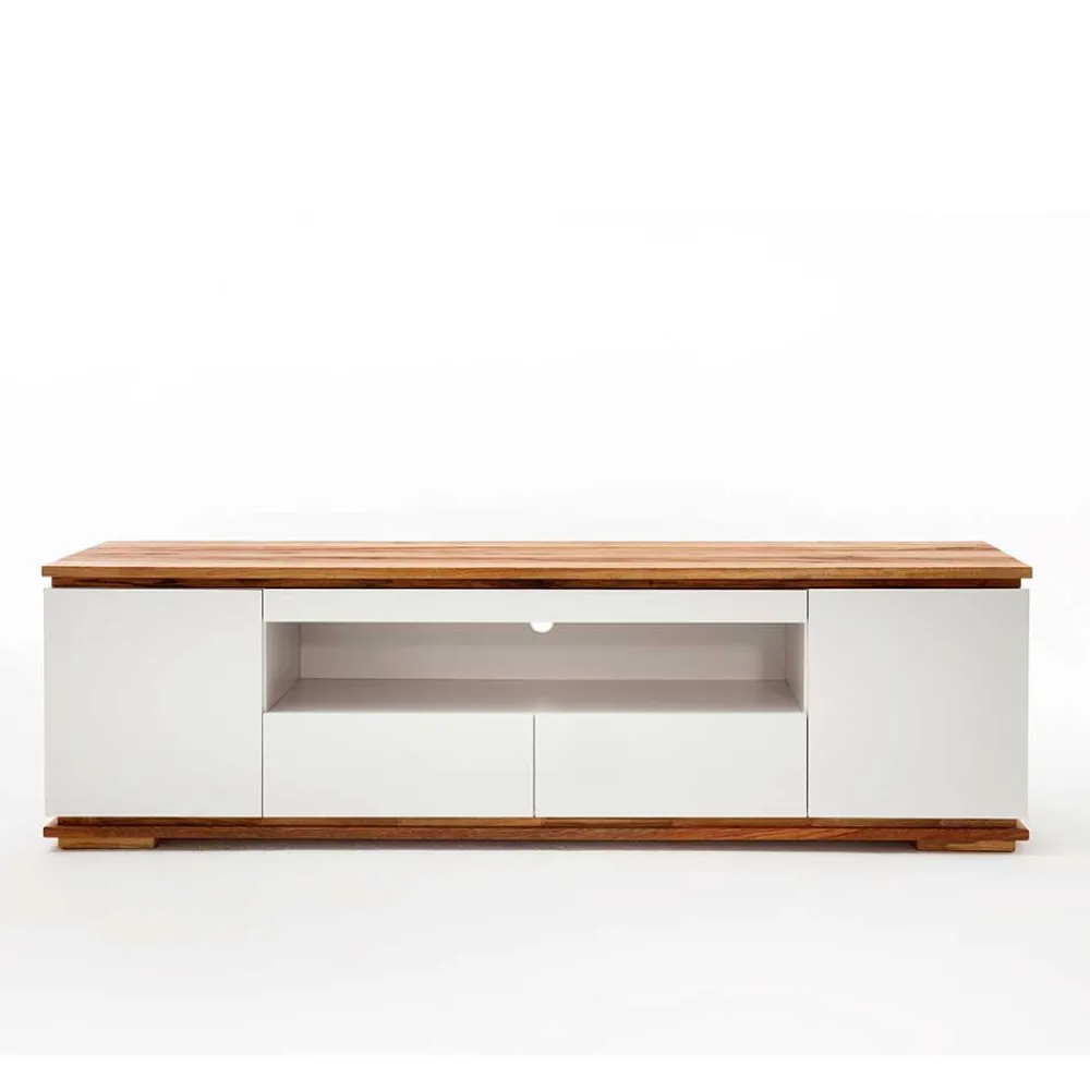 Wohnen Tv & Hifi-Möbel|Lowboards<202x54x40 TV Unterschrank in Weiß & Asteiche - Vangels