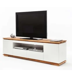 Wohnen Tv & Hifi-Möbel|Lowboards<202x54x40 TV Unterschrank in Weiß & Asteiche - Vangels