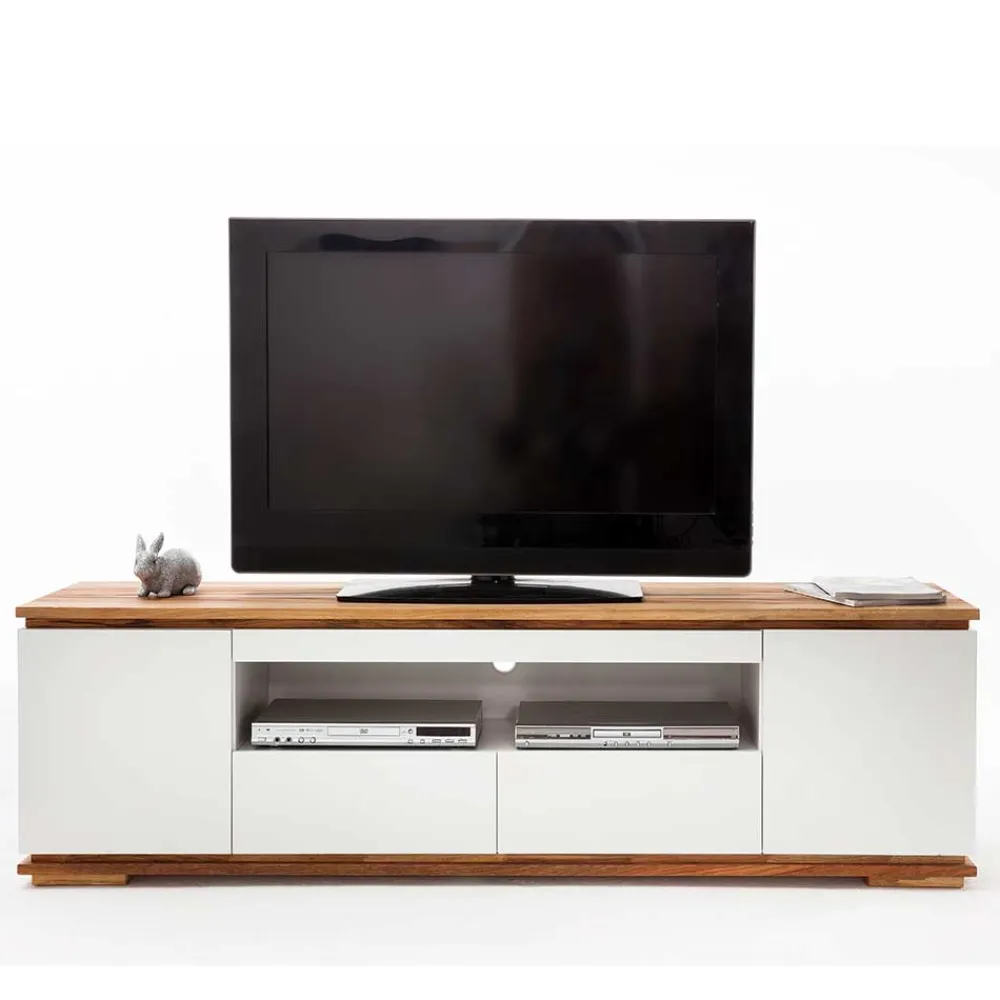 Wohnen Tv & Hifi-Möbel|Lowboards<202x54x40 TV Unterschrank in Weiß & Asteiche - Vangels