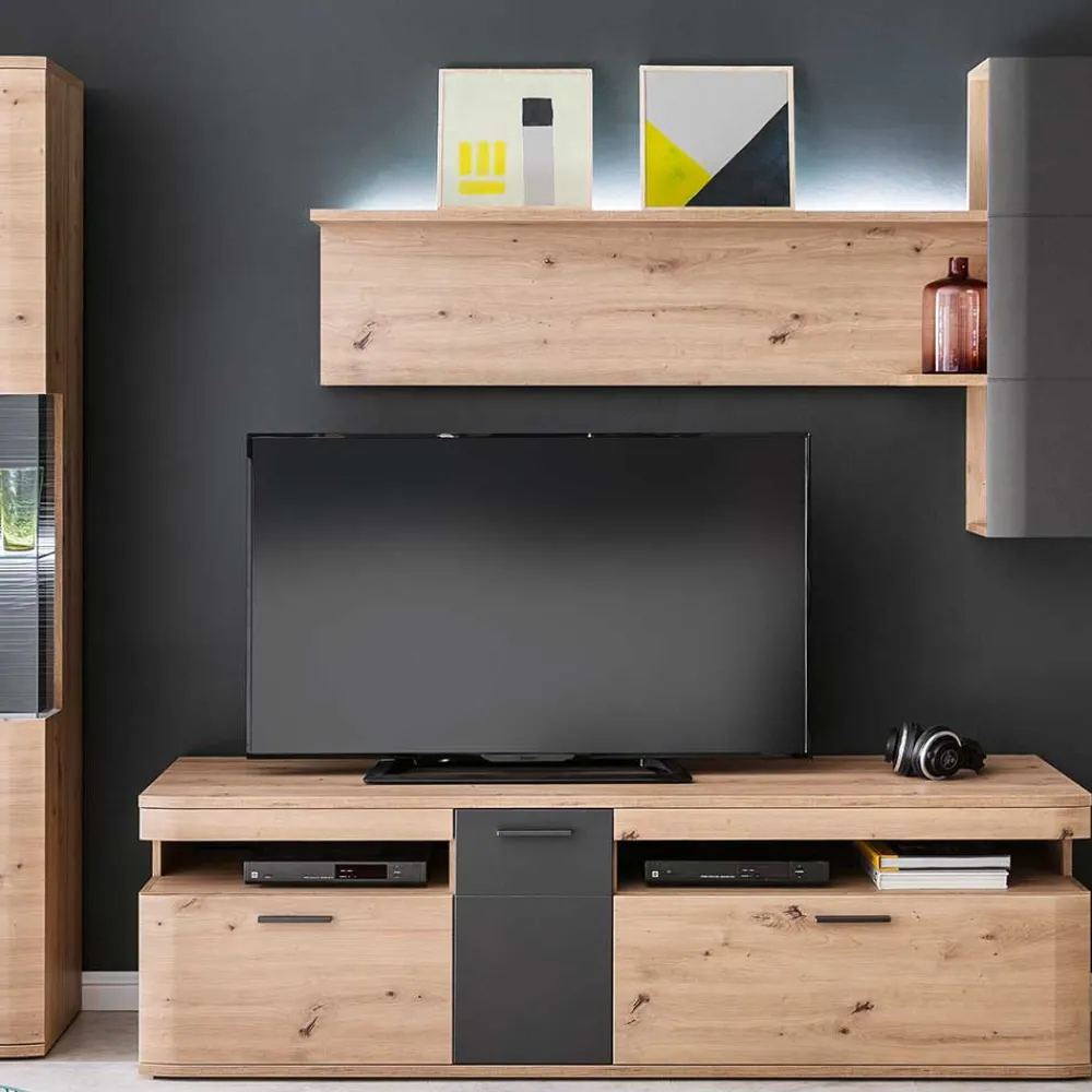 Wohnen Tv & Hifi-Möbel|Lowboards<180x55x50 TV Unterschrank zweifarbig - Vecenda