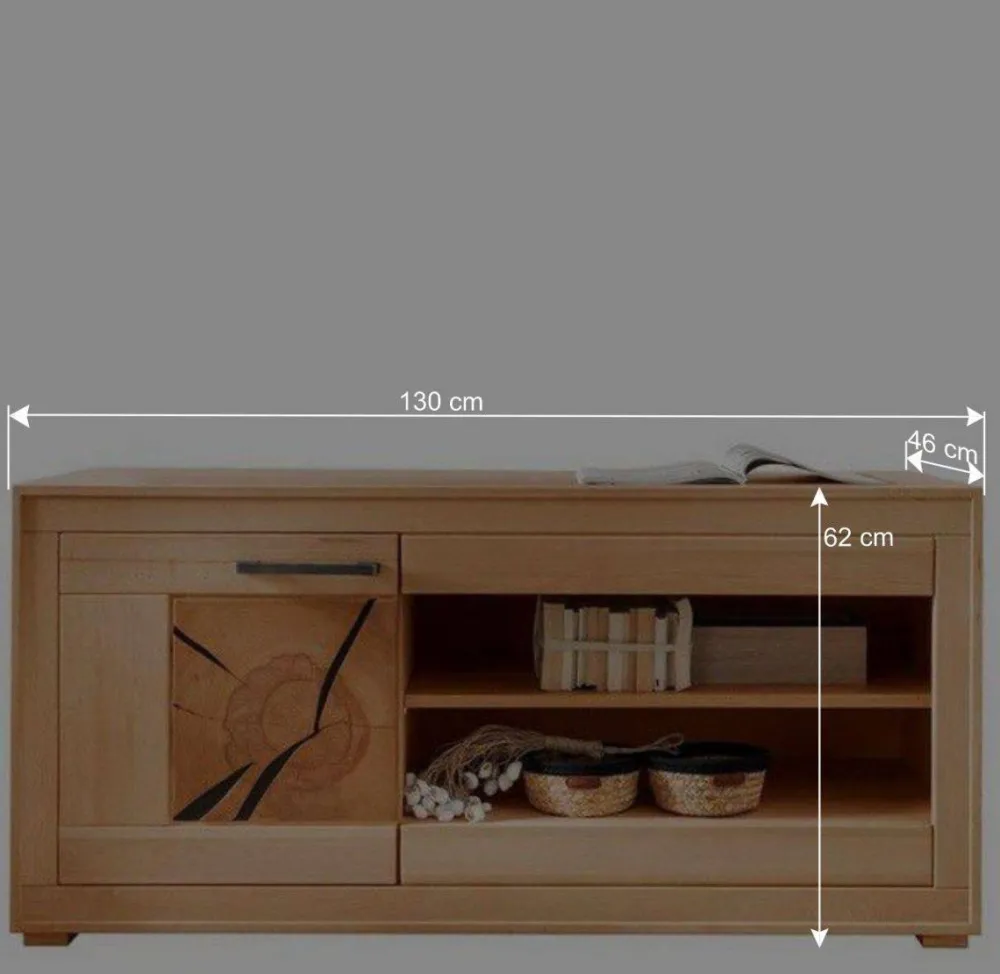 Wohnen Tv & Hifi-Möbel|Lowboards<130x62x46 TV-Board aus Kernbuche Massivholz - Sarosca
