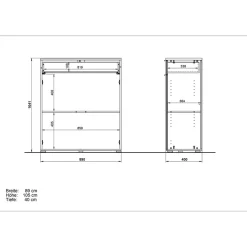 Wohnen Kommoden<89x105x40 Vertiko in Weiß Glas & Eiche - Reestyl