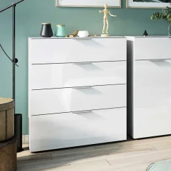 Wohnen Kommoden<83x101x42 Vier-Schubladen-Kommode in Weiß - Thima
