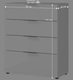 Wohnen Kommoden<83x101x42 Vier-Schubladen-Kommode in Weiß - Thima