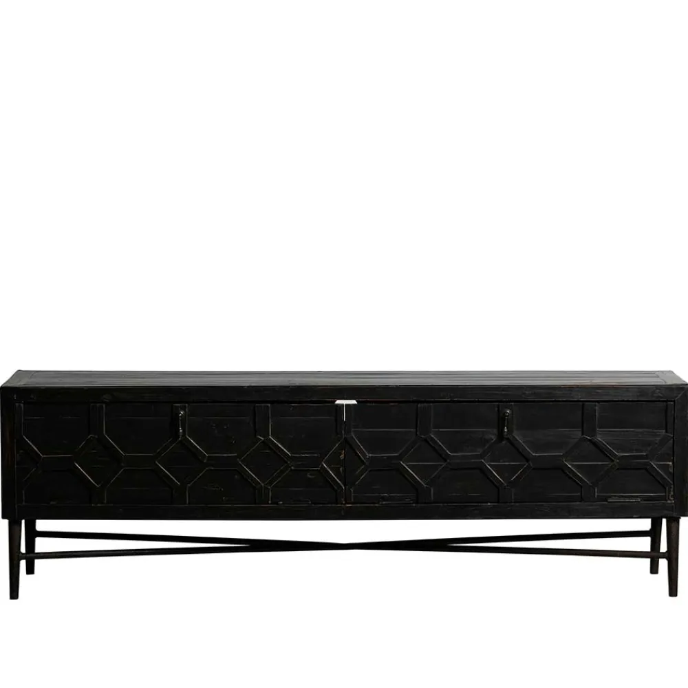 Wohnen Tv & Hifi-Möbel|Lowboards<160x50x45 Vintage Design Lowboard in Schwarz - Illestra