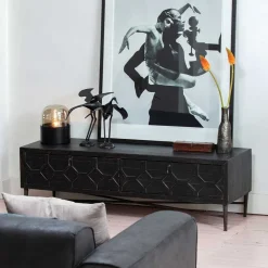 Wohnen Tv & Hifi-Möbel|Lowboards<160x50x45 Vintage Design Lowboard in Schwarz - Illestra