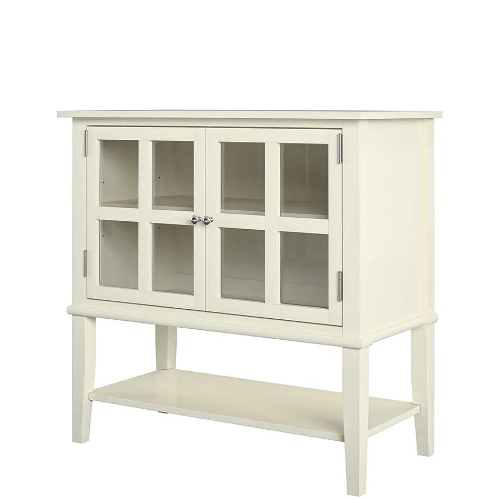 Wohnen Vitrinen<80x78x40 Vintage Glasschrank in Creme - Luan