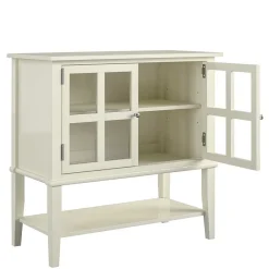 Wohnen Vitrinen<80x78x40 Vintage Glasschrank in Creme - Luan