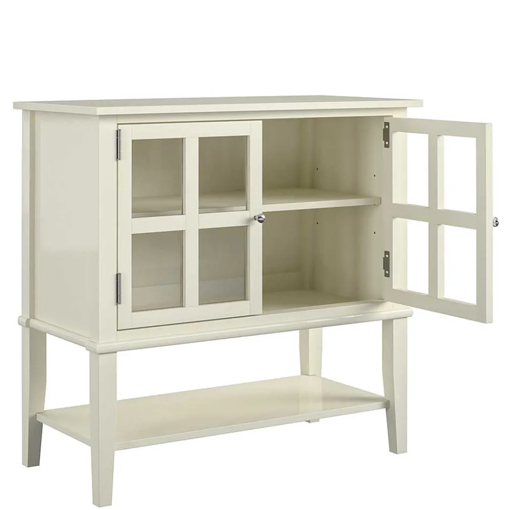 Wohnen Vitrinen<80x78x40 Vintage Glasschrank in Creme - Luan