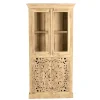 Wohnen Vitrinen<90x180x45 Vintage Holzvitrine mit Schnitzerei - Runiasa
