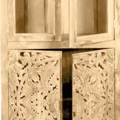 Wohnen Vitrinen<90x180x45 Vintage Holzvitrine mit Schnitzerei - Runiasa