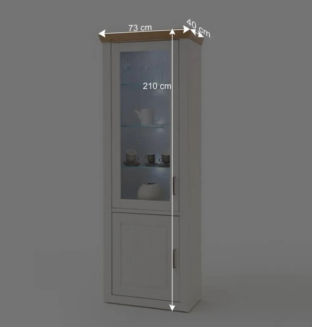Wohnen Vitrinen<73x210x40 Vitrine - modernes Landhaus - Samula