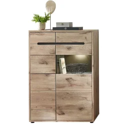 Wohnen Highboards|Vitrinen<90x128x38 Vitrine Highboard in Wildeiche NB - Zelio