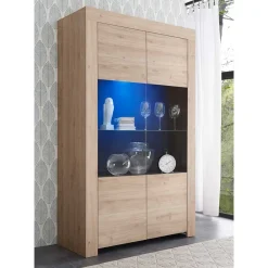 Wohnen Vitrinen<110x186x42 Vitrine in Eiche Nachbildung - Karika