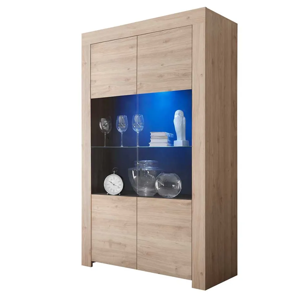 Wohnen Vitrinen<110x186x42 Vitrine in Eiche Nachbildung - Karika