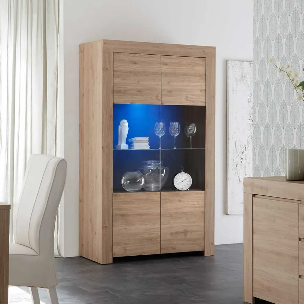 Wohnen Vitrinen<110x186x42 Vitrine in Eiche Nachbildung - Karika