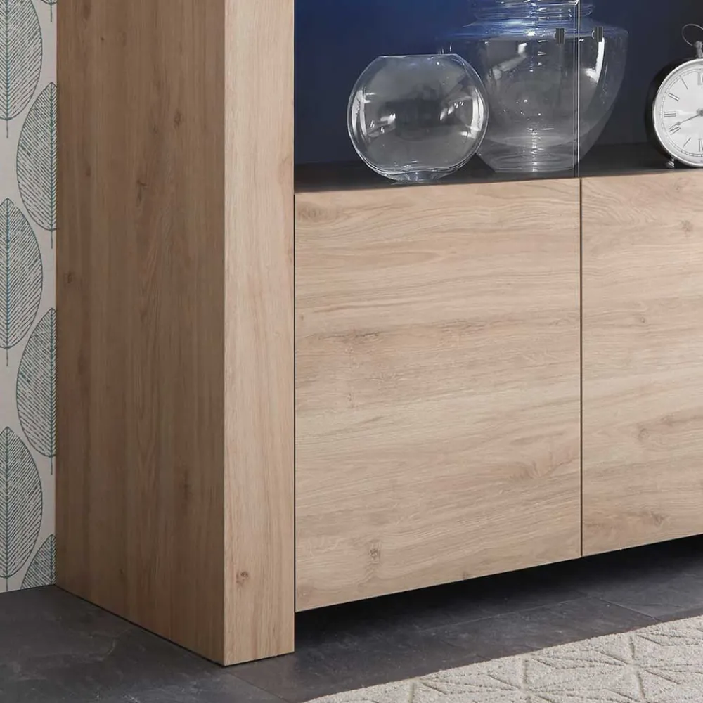 Wohnen Vitrinen<110x186x42 Vitrine in Eiche Nachbildung - Karika
