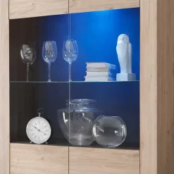 Wohnen Vitrinen<110x186x42 Vitrine in Eiche Nachbildung - Karika
