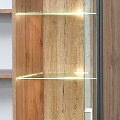 Wohnen Vitrinen<80x208x37 Vitrine in Schwarz & Wildeiche - Kandu