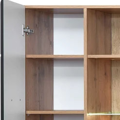 Wohnen Vitrinen<80x208x37 Vitrine in Schwarz & Wildeiche - Kandu