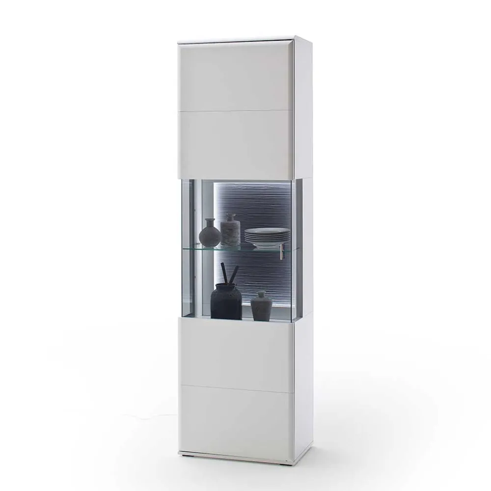 Wohnen Vitrinen<60x208x38 Vitrine in Weiß & Anthrazit - Hazime