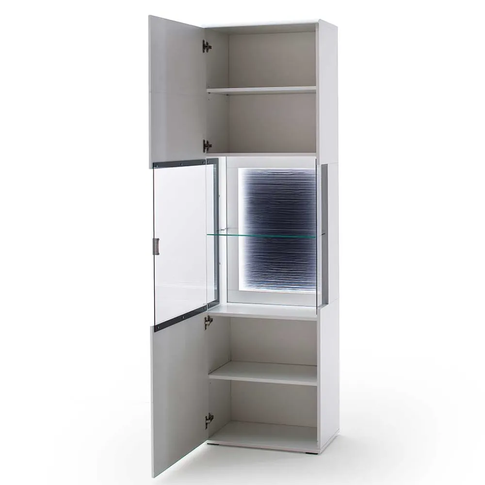 Wohnen Vitrinen<60x208x38 Vitrine in Weiß & Anthrazit - Hazime