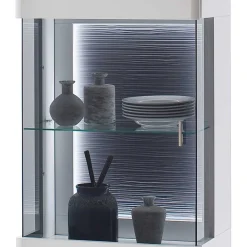 Wohnen Vitrinen<60x208x38 Vitrine in Weiß & Anthrazit - Hazime