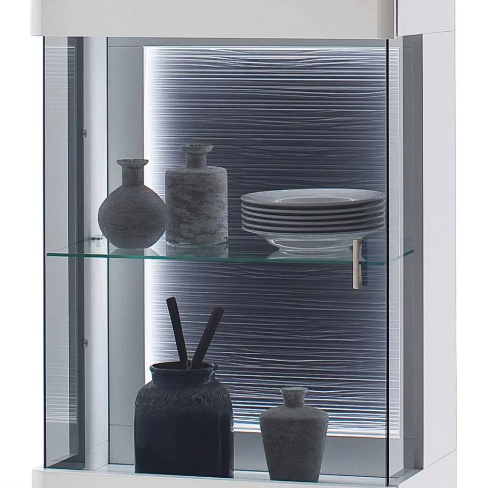 Wohnen Vitrinen<60x208x38 Vitrine in Weiß & Anthrazit - Hazime