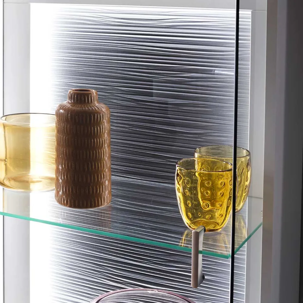 Wohnen Vitrinen<60x208x38 Vitrine in Weiß & Anthrazit - Hazime