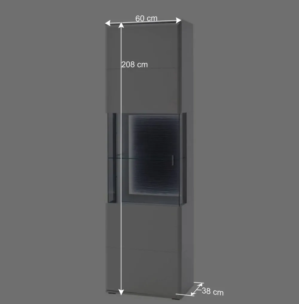 Wohnen Vitrinen<60x208x38 Vitrine in Weiß & Anthrazit - Hazime