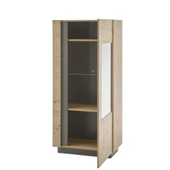 Wohnen Vitrinen<72x154x40 Vitrine in Wildeiche & Dunkelgrau - Lairian