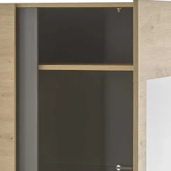 Wohnen Vitrinen<72x154x40 Vitrine in Wildeiche & Dunkelgrau - Lairian