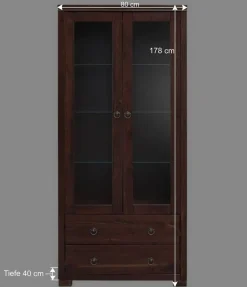 Wohnen Vitrinen<80x178x40 Vitrine mit 2 Schubladen - Luvin
