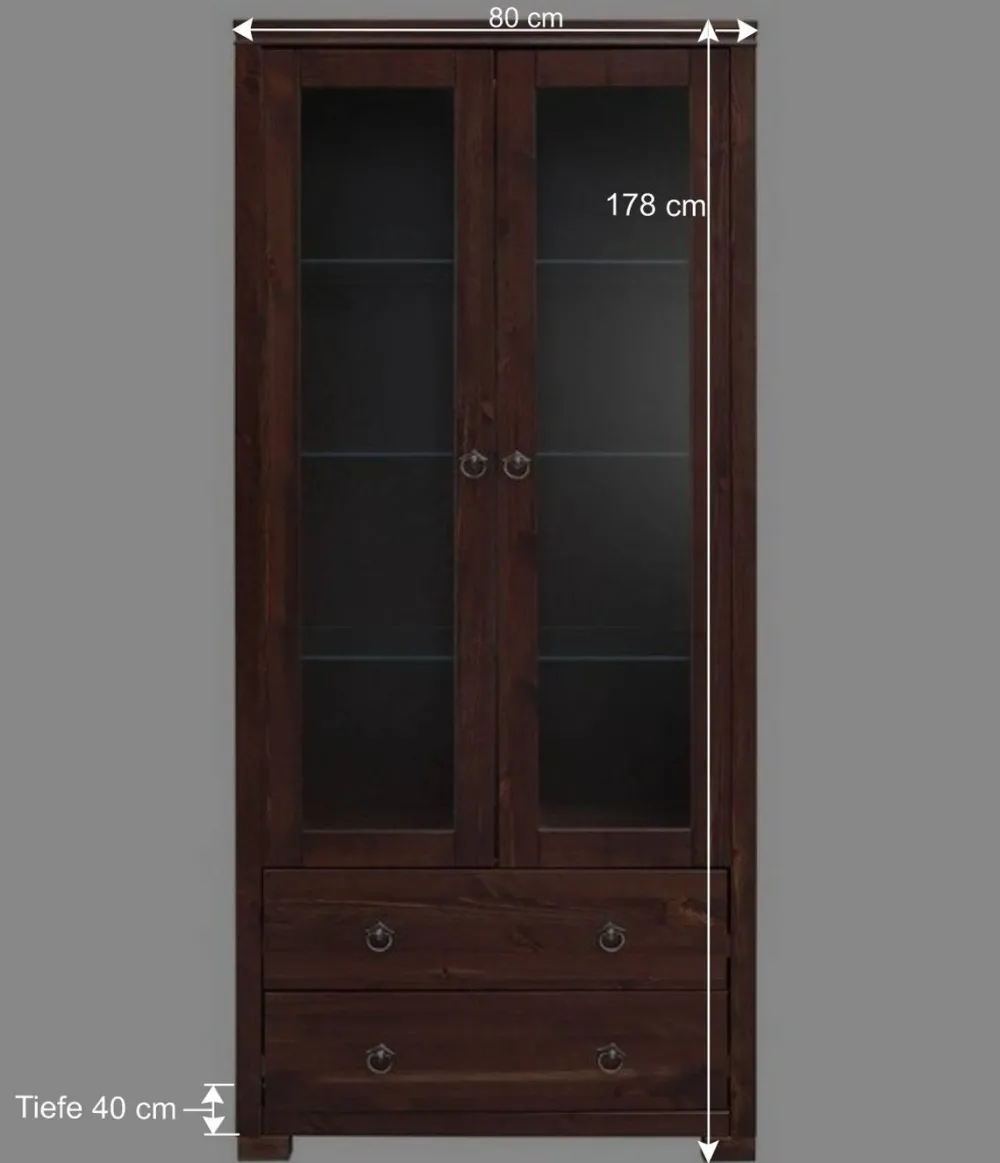 Wohnen Vitrinen<80x178x40 Vitrine mit 2 Schubladen - Luvin