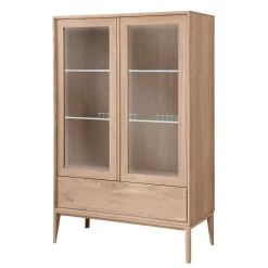 Wohnen Highboards|Vitrinen<90x140x42 Vitrine mit Doppeltür und Schublade - Lamia