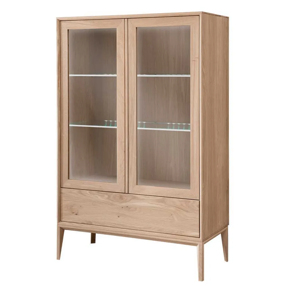 Wohnen Highboards|Vitrinen<90x140x42 Vitrine mit Doppeltür und Schublade - Lamia