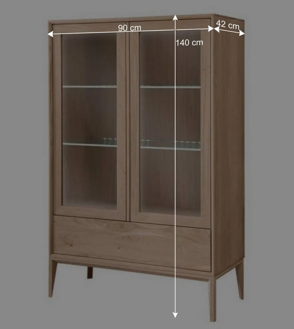 Wohnen Highboards|Vitrinen<90x140x42 Vitrine mit Doppeltür und Schublade - Lamia