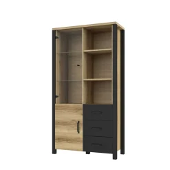 Wohnen Vitrinen<101x191x43 Vitrine Wohnzimmerschrank mit Glastür - Kanellas