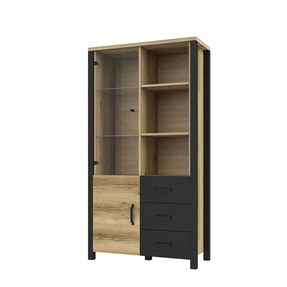 Wohnen Vitrinen<101x191x43 Vitrine Wohnzimmerschrank mit Glastür - Kanellas