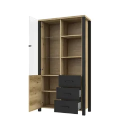 Wohnen Vitrinen<101x191x43 Vitrine Wohnzimmerschrank mit Glastür - Kanellas