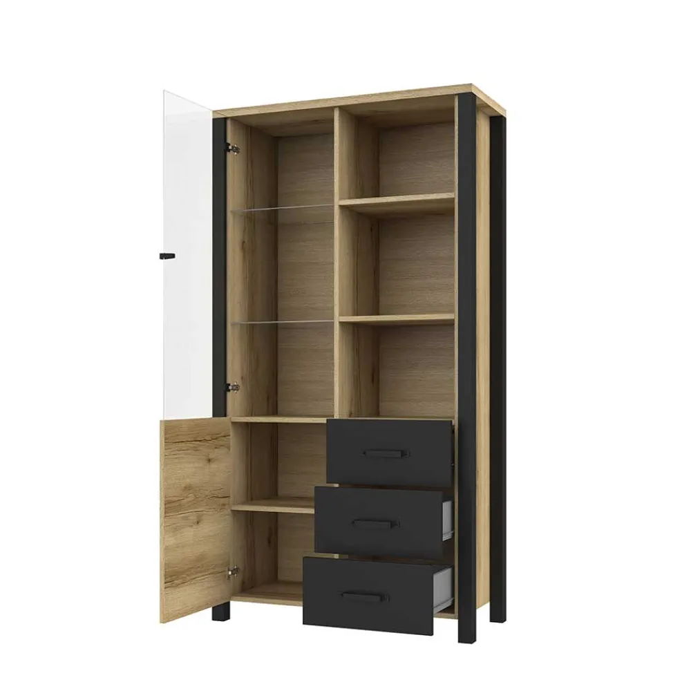 Wohnen Vitrinen<101x191x43 Vitrine Wohnzimmerschrank mit Glastür - Kanellas