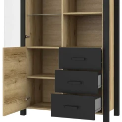Wohnen Vitrinen<101x191x43 Vitrine Wohnzimmerschrank mit Glastür - Kanellas
