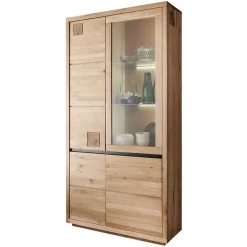 Wohnen Vitrinen<103x205x40 Vitrinenschrank aus Wildeiche Massivholz - Embleys