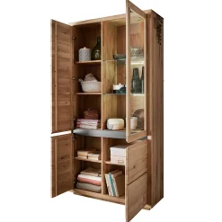 Wohnen Vitrinen<103x205x40 Vitrinenschrank aus Wildeiche Massivholz - Embleys