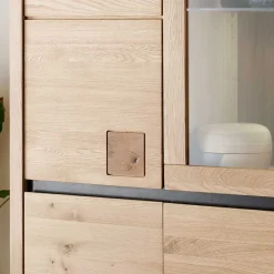 Wohnen Vitrinen<103x205x40 Vitrinenschrank aus Wildeiche Massivholz - Embleys