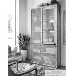 Wohnen Vitrinen<103x205x40 Vitrinenschrank aus Wildeiche Massivholz - Embleys