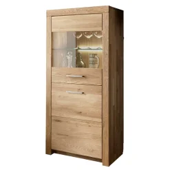 Wohnen Vitrinen<65x141x40 Vitrinenschrank aus Wildeiche Massivholz - Loitons