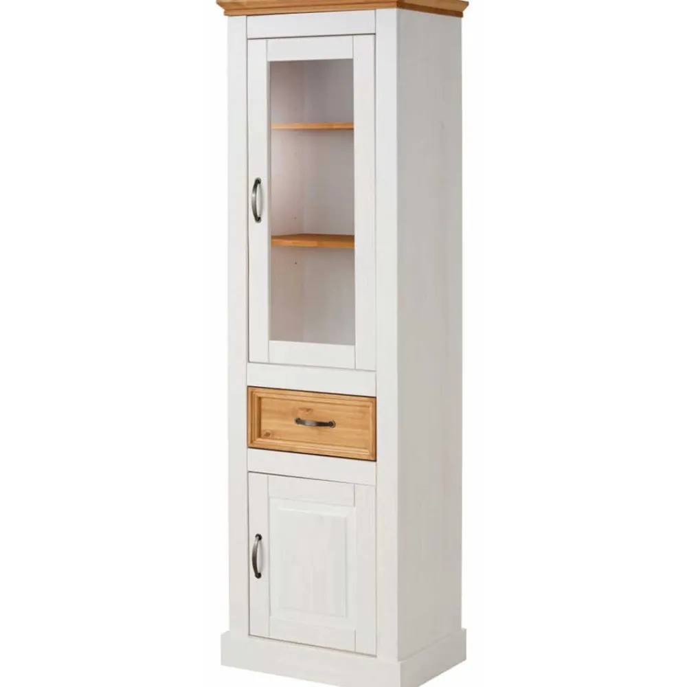 Wohnen Vitrinen<55x180x38 Vitrinenschrank im Landhaus Look - Alexandra
