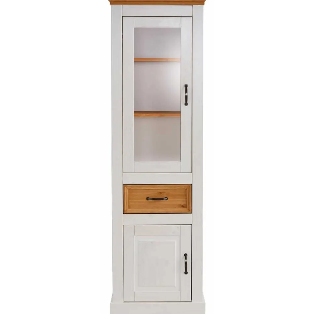 Wohnen Vitrinen<55x180x38 Vitrinenschrank im Landhaus Look - Alexandra