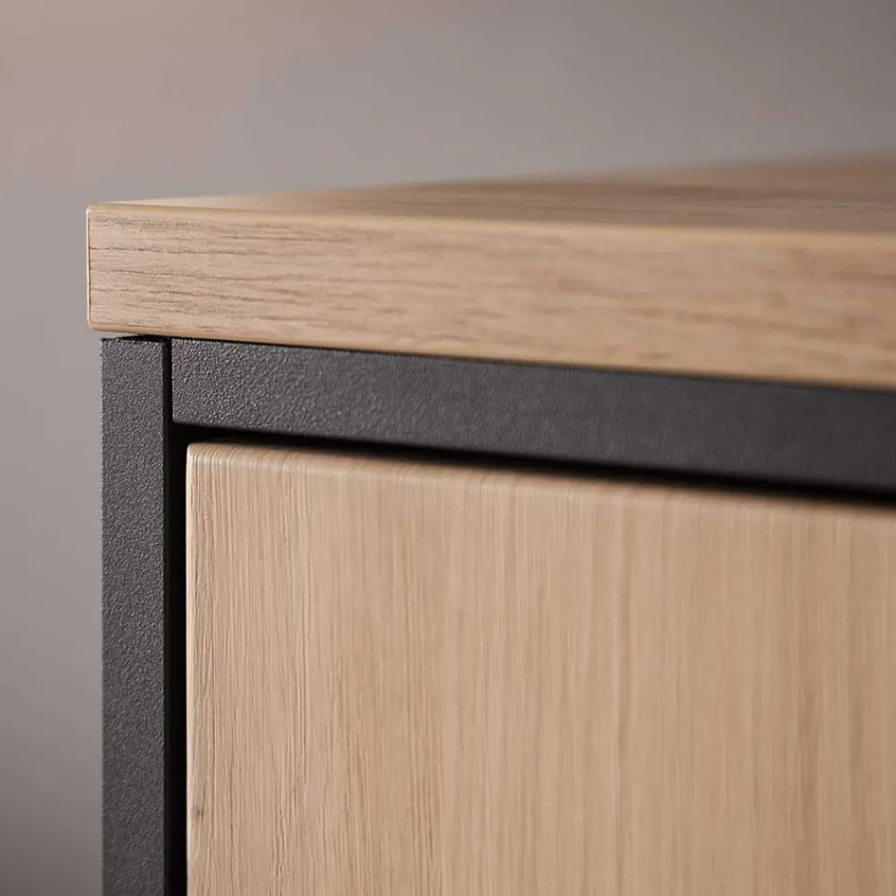Wohnen Vitrinen<93x210x38 Vitrinenschrank in Eiche Holzdekor - Nikdus